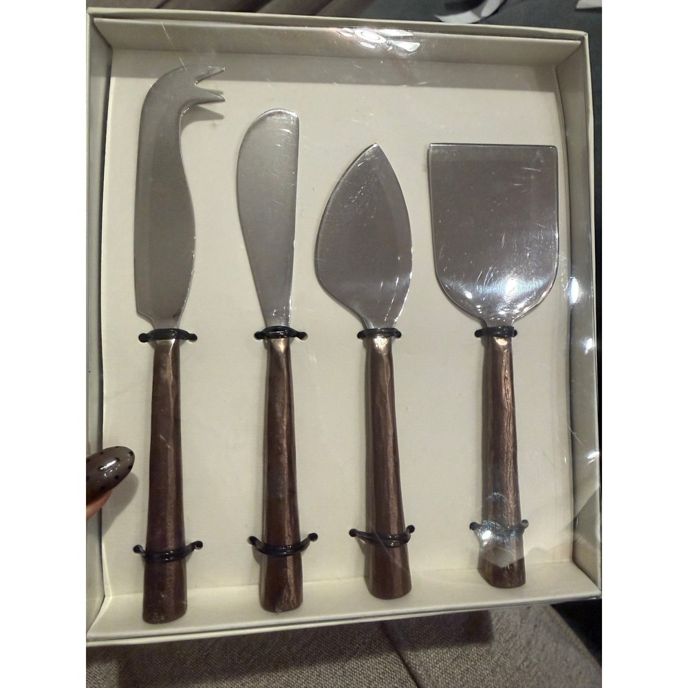 Southern Living Dillard's 4pc Cheese Tool Set Stainless Steel Hammered Gold New